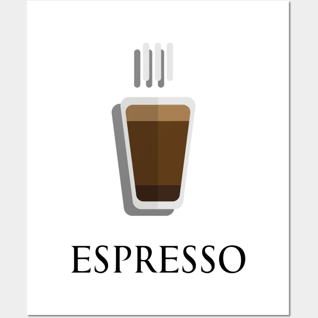 Hot Espresso shot coffee front view in flat design style Wall Art by FOGSJ